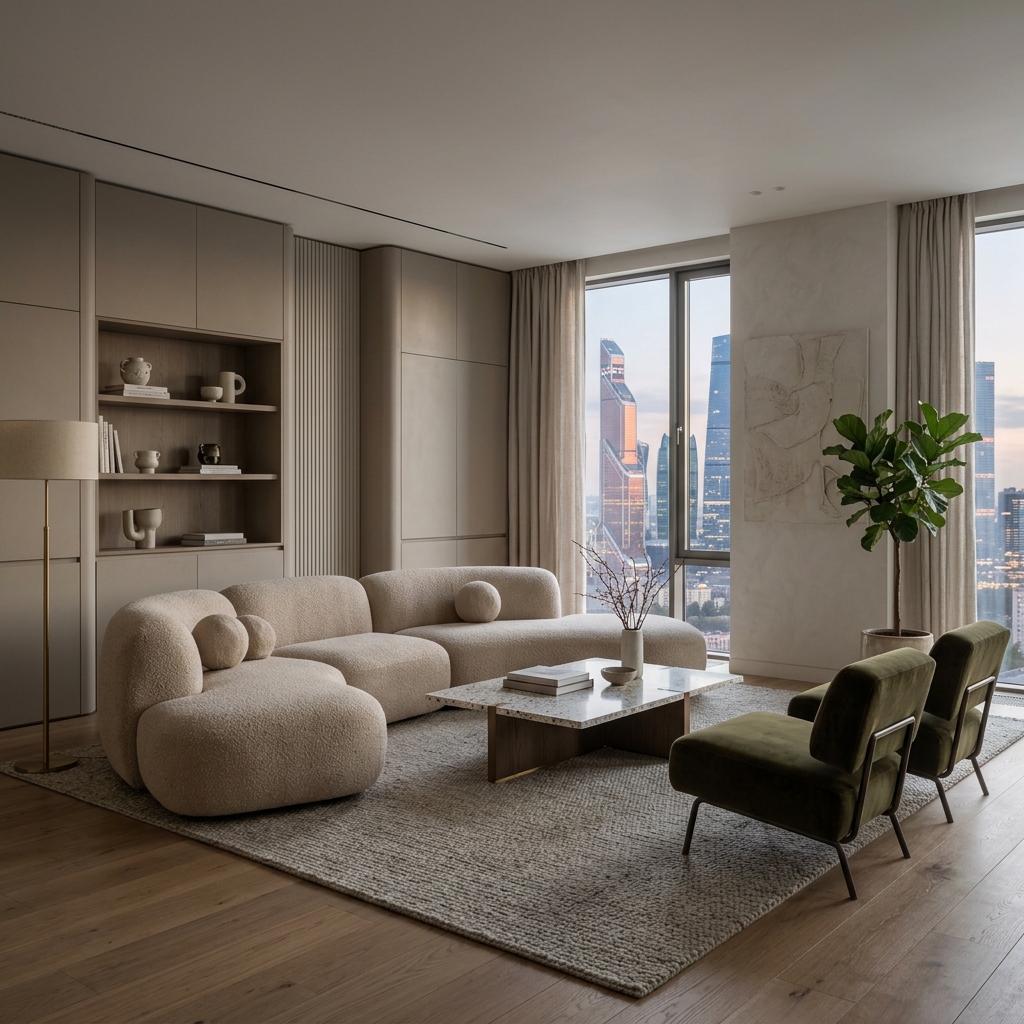 Современная гостиная с ТВ-зоной