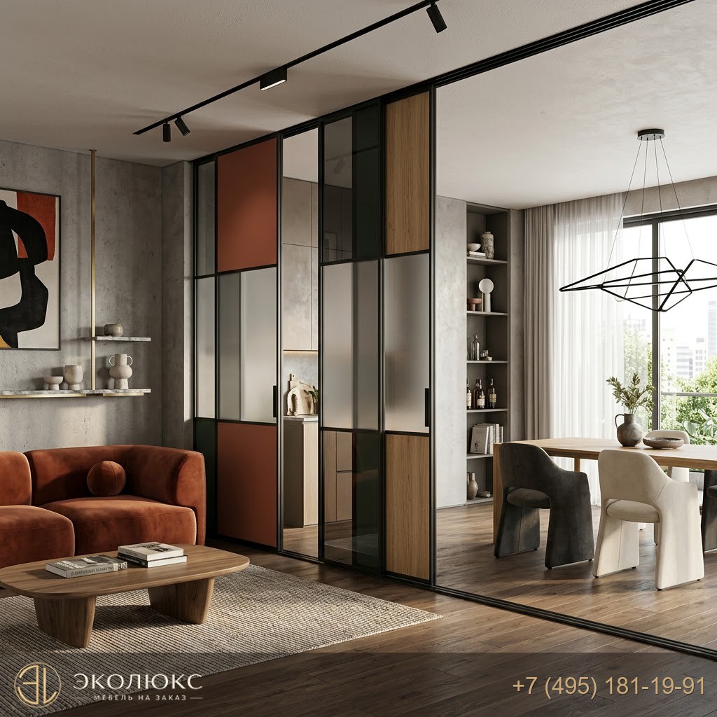 Раздвижные стеклянные перегородки Комби